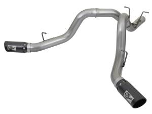 AFE - AFE Large Bore-HD 4" 409 Stainless Steel DPF-Back Dual Exhaust System W/Black Tips 17-19 L5P Duramax - Image 2