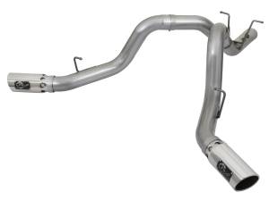 AFE Large Bore-HD 4" 409 Stainless Steel DPF-Back Dual Exhaust System W/Polished Tips 17-19 L5P Duramax