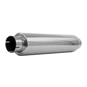 4 Inch Inlet/Outlet Quiet Tone Exhaust Muffler 24 Inch Body 6 Inch Diameter 30 Inch Overall T409 Stainless Steel MBRP