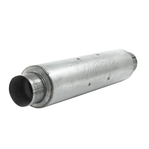 4 Inch Inlet/Outlet Quiet Tone Exhaust Muffler 24 Inch Body 6 Inch Diameter 30 Inch Overall Aluminized Steel MBRP