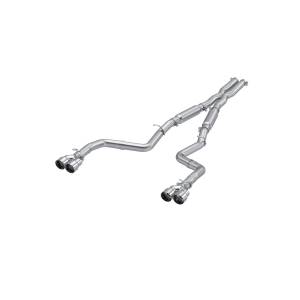 2015-2016 Dodge Challenger Aluminized Steel 3 Inch Dual Rear Cat-Back Quad Tips (Street Version) Exhaust System MBRP