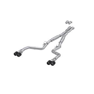 MBRP - 15-23 Dodge Challenger T304 Stainless Steel 3 Inch Dual Cat Back Quad Tips with Carbon Fiber Tips (Street Version) Exhaust System MBRP