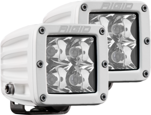 Hybrid Spot Surface Mount White Housing Pair D-Series Pro RIGID Industries