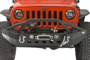 Fishbone Offroad - Jeep JK Front Winch Bumper W/LEDs Full Width 07-18 Wranger JK Black Texured Powercoated Fishbone Offroad - Image 3