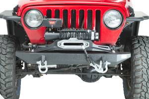 Fishbone Offroad - Jeep TJ Winch Plate Steel 97-06 Wrangler TJ Black Textured Powdercoat Piranha Series Fishbone Offroad - Image 2