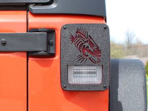 Jeep JK Tail Light Covers 07-18 Wrangler JK Black Textured Powdercoat Fishbone Offroad