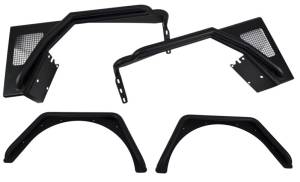 Fishbone Offroad - Jeep TJ Tube Fender Set Of 4 Front and Rear 97-06 Wrangler TJ Steel Black Textured Powdercoat Fishbone Offroad - Image 5