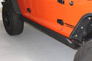 Jeep JK Rock Slider 07-18 Wrangler JK 4 Door Rubicon Steel Black Textured Powdercoat Fishbone Offroad