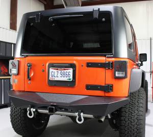 Jeep JK Rear Bumper 07-18 Wrangler JK Rubicon and Unlimited Steel Black Textured Powdercoat Manowar Series Fishbone Offroad