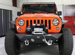 Fishbone Offroad - Jeep JK Front Bumper 07-18 Wrangler JK Rubicon and Unlimited Steel Black Textured Powdercoat Manowar Series Fishbone Offroad - Image 2