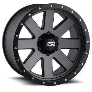 Cast Aluminum Wheels 134 GY 20x10 Black Beadlock Matte Gunmetal Gray 6 On 135 Bolt Pattern -19 Offset ION Wheels
