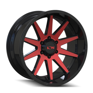 Cast Aluminum Wheels 143 RD 20x9 Red Machined Face Gloss Black 5 On 139.7 Bolt Pattern 18 Offset ION Wheels