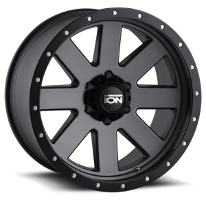Cast Aluminum Wheels 134 GY 18x9 Black Beadlock Matte Gunmetal Gray 5 On 139.7 Bolt Pattern 0 Offset ION Wheels