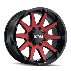 Cast Aluminum Wheels 143 RD 20x9 Red Machined Face Gloss Black 8 On 165.1 Bolt Pattern 18 Offset ION Wheels