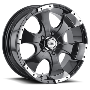 Cast Aluminum Wheels 136 BK 15x6 Machined Lip Black 6 On 139.7 Bolt Pattern 0 Offset ION Wheels