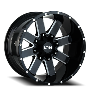 Cast Aluminum Wheels 141 GB 17x9 Milled Spokes Gloss Black 8 On 165.1/8 On 170 Bolt Pattern 18 Offset ION Wheels