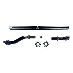 Apex Chassis Heavy Duty 2.5 Ton Flipped Drag Link Assembly in Steel Fits: 19-22 Jeep Gladiator JT 18-22 Jeep Wrangler JL/JLU . Note: This FLIP kit fits Dana 44 & Dana 30 axles with a lift exceeding 4.5 inches. Requires drilling the knuckle.