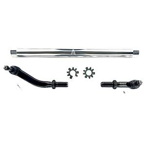 Apex Chassis Heavy Duty JK 2.5 Ton Heavy Duty No Flip Drag Link Assembly in Polished Aluminum Fits: 07-18 Jeep Wrangler JK JKU Rubicon Sahara Sport. Note this NO-FLIP kit fits vehicles with a lift of 3.5 inches or less