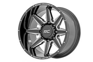 91 Series Milled One-Piece Gloss Black 20x12 6x135 -44mm Rough Country