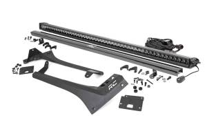 Jeep 50-Inch Straight LED Light Bar Upper Windshield Kit w/ Single-Row Black Series LED 2020 Gladiator JT, 18-20 Wrangler JL Rough Country