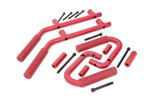 Jeep Solid Steel Grab Handle Set 07-18 Wrangler JK Red Rough Country