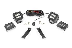 LED Light Kit Ditch Mount 2 Inch Black Pair Flood Jeep KL 14-21 Rough Country