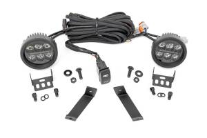 LED Light Kit Ditch Mount Black Series Round 3.5 Inch Amber DRL Jeep KL (14-21) Rough Country