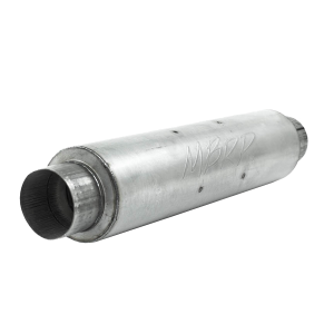 4 Inch Inlet/Outlet Quiet Tone Exhaust Muffler 24 Inch Body 6 Inch Diameter 30 Inch Overall Aluminized Steel MBRP