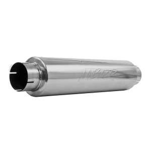 4 Inch Inlet/Outlet Quiet Tone Exhaust Muffler 24 Inch Body 6 Inch Diameter 30 Inch Overall T409 Stainless Steel MBRP