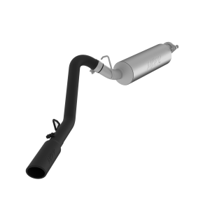 Cat Back Exhaust System Single Side Black Aluminized Steel For 00-06 Jeep Wrangler TJ Inline-4 2.5L, Inline-6 4.0L MBRP