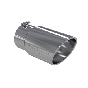 Exhaust Tail Pipe Tip 6 Inch O.D. Angled Rolled End 5 Inch Inlet 12 Inch Length T304 Stainless Steel MBRP