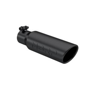 Exhaust Tip 3 1/2 Inch O.D. Angled Rolled End 2 1/2 Inch Inlet 12 Inch Length-Black Finish MBRP