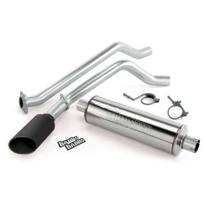 Monster Exhaust System Single Exit Black Ob Round Tip 09 Chevy 4.8L CCSB FFV Flex-Fuel Vehicle Banks Power