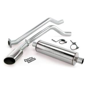 Monster Exhaust System Single Exit Chrome Ob Round Tip 09 Chevy 5.3L CCSB-ECSB FFV Flex-Fuel Vehicle Banks Power