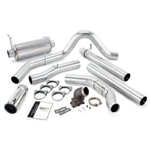 Monster Exhaust System W/Power Elbow Single Exit Chrome Round Tip 99-03 Ford 7.3L No Catalytic Converter Banks Power