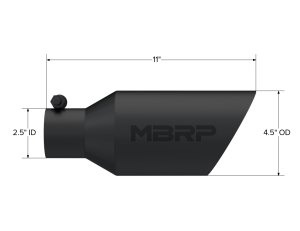 MBRP - Exhaust Tip 4 1/2 Inch O.D. Dual Wall Angle Rolled End 2.5 Inch Inlet 11 Inch Length Black Coated MBRP - Image 2