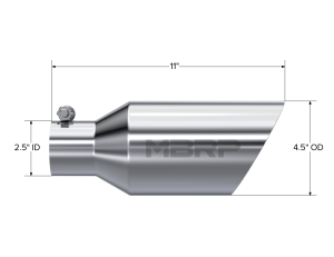 MBRP - Exhaust Tip 4 1/2 Inch O.D. Dual Wall Angle Rolled End 2.5 Inch Inlet 11 Inch Length T304 Stainless Steel MBRP - Image 2