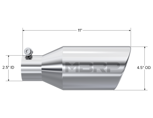 MBRP - Exhaust Tip 4 1/2 Inch O.D. Single Wall Angle Rolled End 2.5 Inch Inlet 11 Inch Length T304 Stainless Steel MBRP - Image 2