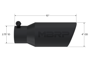 MBRP - Exhaust Tip 4 Inch O.D. Angled Rolled End 2 3/4 Inch Inlet 10 Inch Length Black Coated MBRP - Image 2