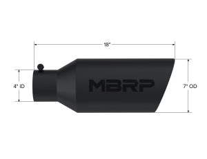 MBRP - Exhaust Tip 7 Inch O.D. Rolled End 4 Inch Inlet 18 Inch Length Black Coated MBRP - Image 2