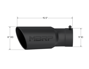 MBRP - 2015-Up Chevrolet/ GMC 2500/ 3500 Duramax Exhaust Tip 6 Inch O.D. Angled Rolled End 5 Inch Inlet 15 1/2 Inch Length 30 Degree Bend Black MBRP - Image 2