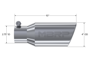 MBRP - Exhaust Tip 4 Inch O.D. Angled Rolled End 2 3/4 Inch Inlet 10 Inch Length T304 Stainless Steel MBRP - Image 2