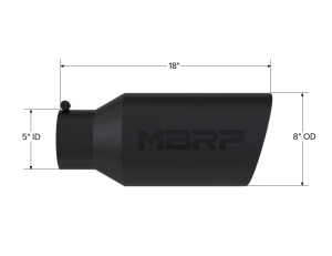 MBRP - Exhaust Tip 8 Inch O.D. Rolled End 5 Inch Inlet 18 Inch Length Black MBRP - Image 2