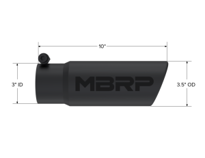 MBRP - Exhaust Tip 3 1/2 Inch O.D. Angled Rolled End 3 Inch Inlet 10 Inch Length Black T304 Stainless Steel MBRP - Image 2