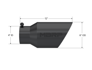 MBRP - Black Coated Exhaust Tail Pipe Tip 6 Inch OD Dual Wall Angled 4 Inch Inlet 12 Inch Length MBRP - Image 2