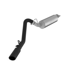 Cat Back Exhaust System Single Side Black Aluminized Steel For 00-06 Jeep Wrangler TJ Inline-4 2.5L, Inline-6 4.0L MBRP