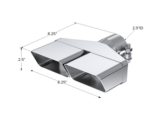 MBRP - Exhaust Tip 8 x 2 1/2 Inch ID Rectangle 2 1/2 Inch O.D. Inlet 8 1/4 Inch Length T304 Stainless Steel MBRP - Image 2