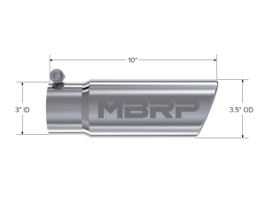 MBRP - Exhaust Tip 3 1/2 Inch O.D. Angled Rolled End 3 Inch Inlet 10 Inch Length T304 Stainless Steel MBRP - Image 2