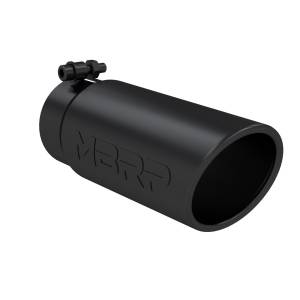 MBRP - Black Coated Tip, 4 Inch OD Angled Roll End End, 3.5 Inch Inlet, 10 Inch Length, MBRP - Image 1