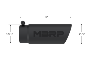 MBRP - Black Coated Tip, 4 Inch OD Angled Roll End End, 3.5 Inch Inlet, 10 Inch Length, MBRP - Image 2